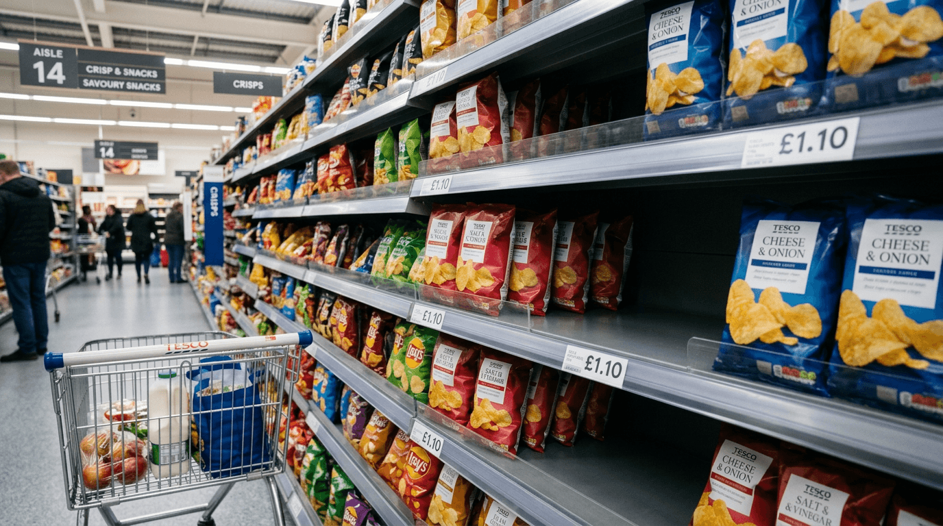 Empty space on a supermarket shelf where a product should be